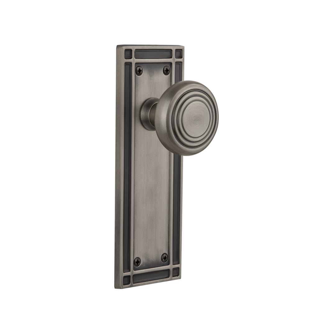Nostalgic Warehouse MISDEC Complete Passage Set Without Keyhole Mission Plate with Deco Knob in Antique Pewter